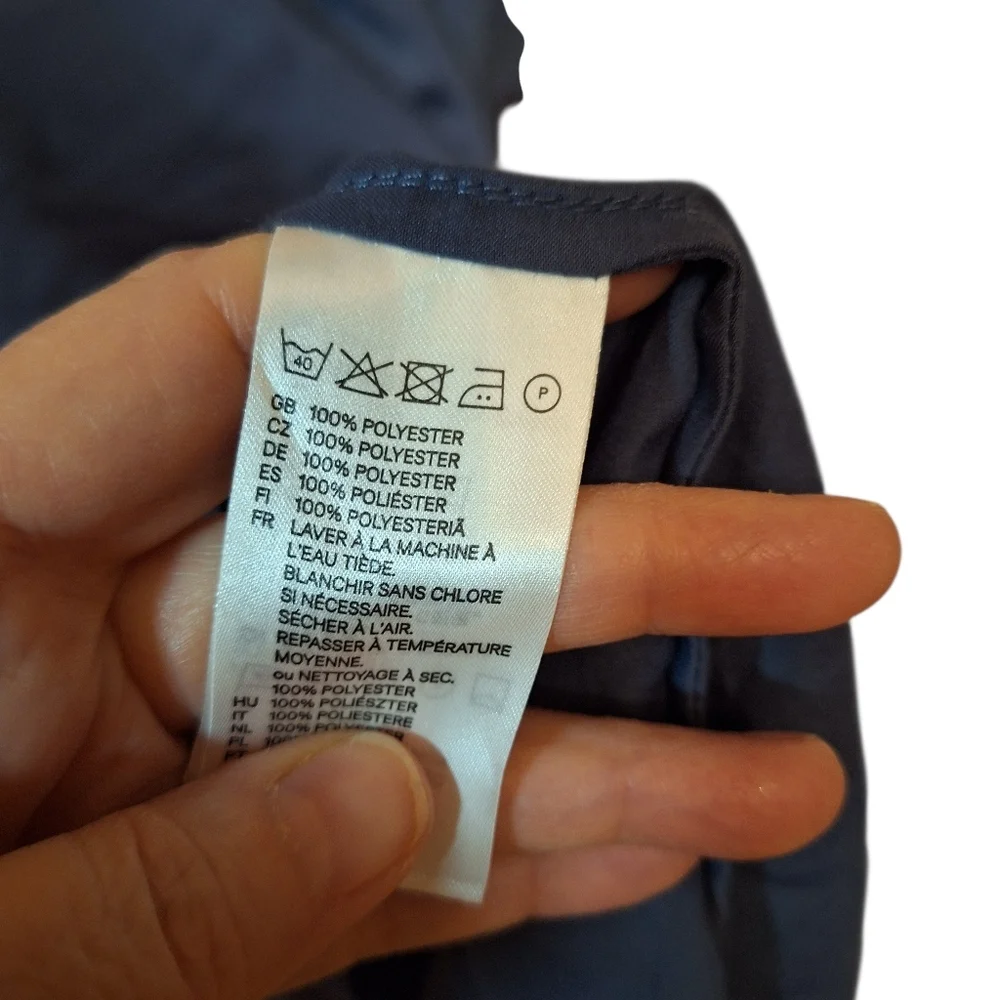 H&M Blue Silky Pullover Oversized Dress Ladies 14 NWT Blue V-Neck Short Sleeves - Picture 3 of 5